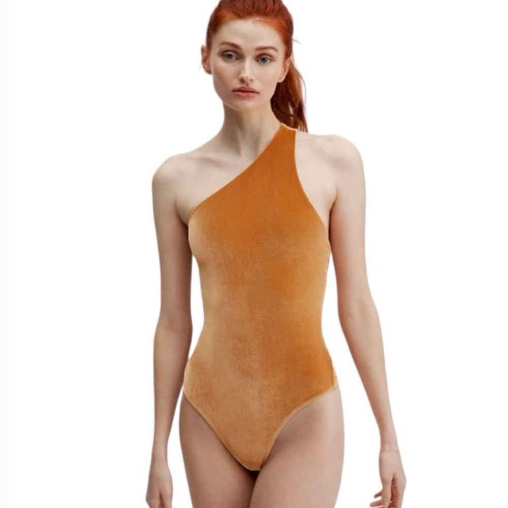 Fabletics x Vanessa Hudgins Gigi Velour Velvet One shoulder bodysuit NWT 0-2